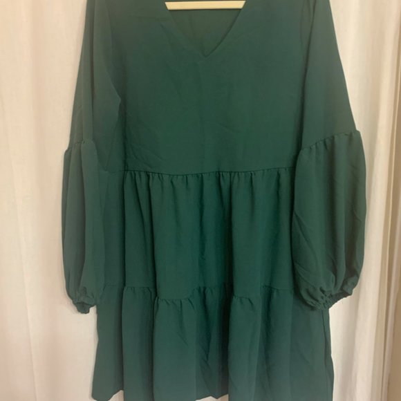 Women Summer Tunic Dress V Neck Casual Loose Flowy Swing Shift Dresses - Picture 2 of 2